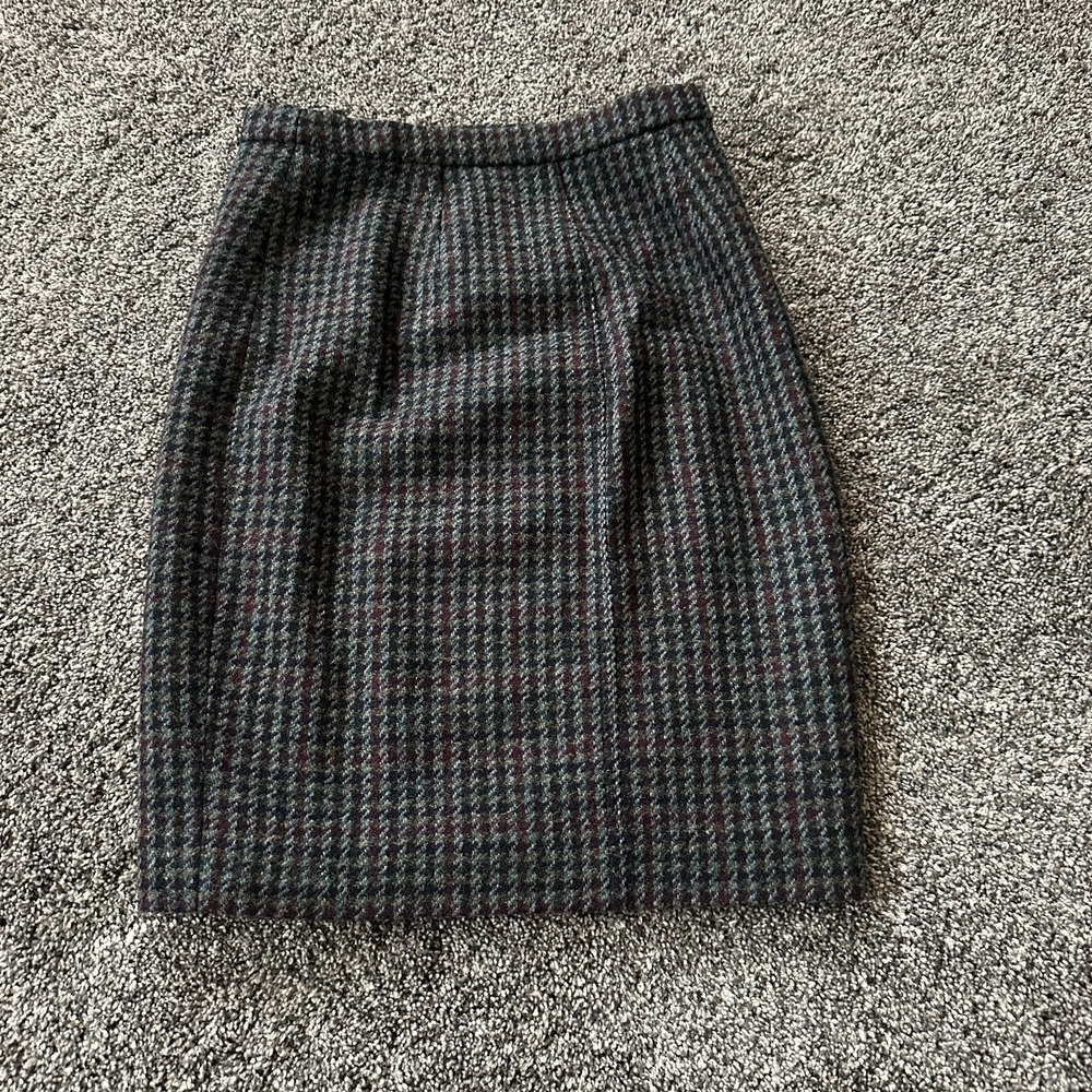 J Crew Skirt Womens 00P Multicolor Houndstooth Wool Pencil Y2K Academia Prep 00s